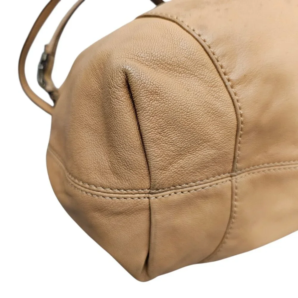 Michael Kors Way Leather Buckle Hobo Cinch Chain Tan Shoulder Bag COA
